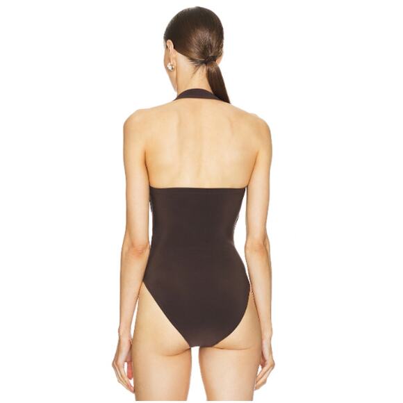 New Norma Kamali Women's Chocolate Stunning Cayla Bodysuit Size Small /36 - Picture 2 of 10